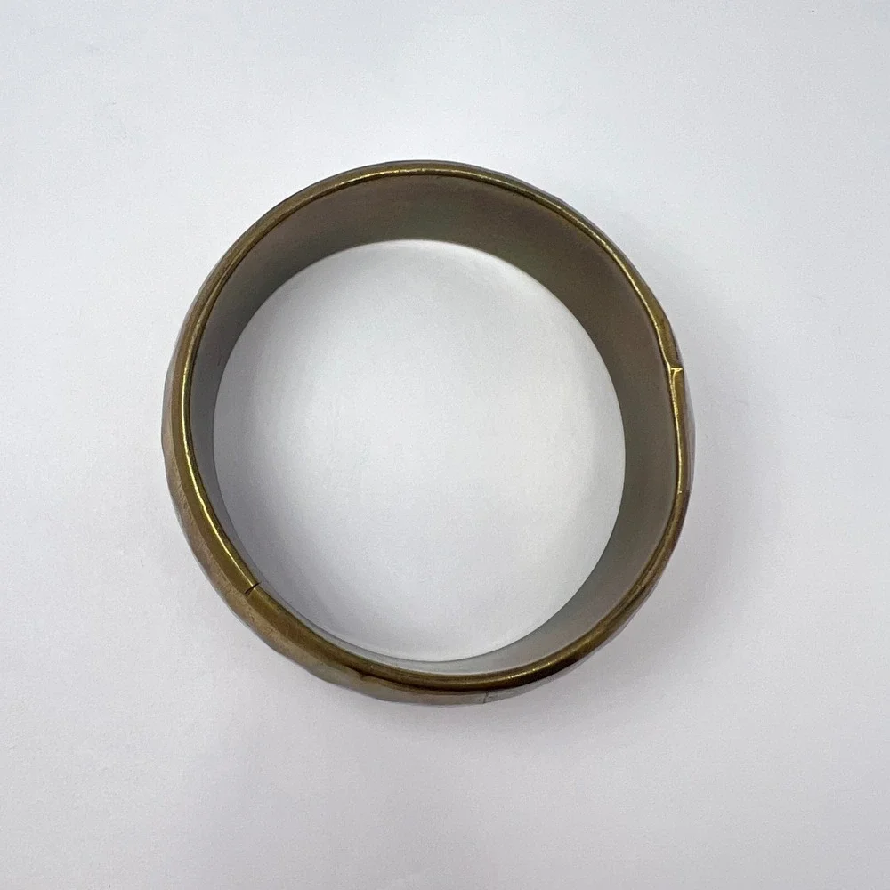 Vintage Hammered Brass Bangle Bracelet Handcrafted Jewelry Boho 70s Chunky Retro